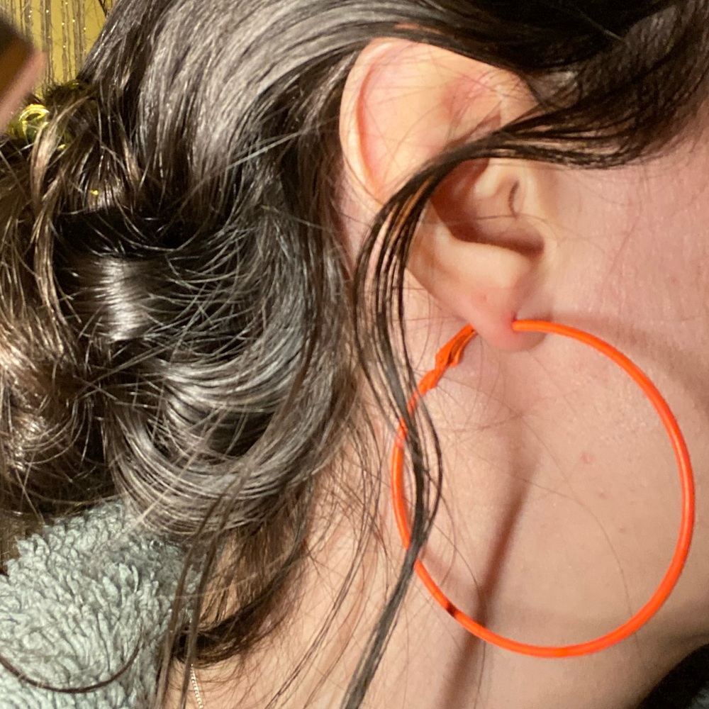 Neon orange hoops!! Medium / Large hoop earrings